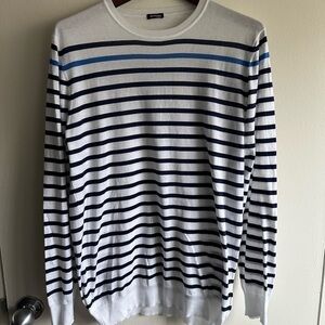 Kiton Navy and White Striped Sweater